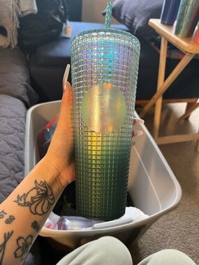 Starbucks Iridescent Green Ombre Textured Tumbler